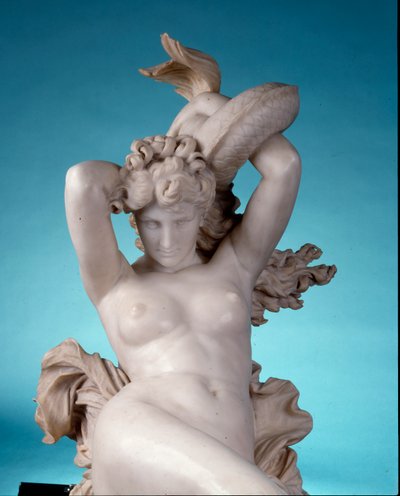 Galatea rider på en delfin, ca. 1880 (marmor) (detalje af 416888) af Leopoldo Ansiglione