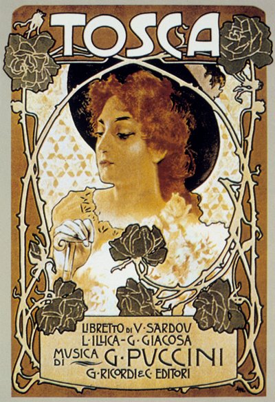 Cover af Leopoldo Metlicovitz til partituret af operaen Tosca af Giacomo Puccini af Leopoldo Metlicovitz