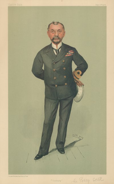Kaptajn Percy Scott, Gunnery, 17. september 1903, Vanity Fair tegnefilm af Leslie Matthew Ward