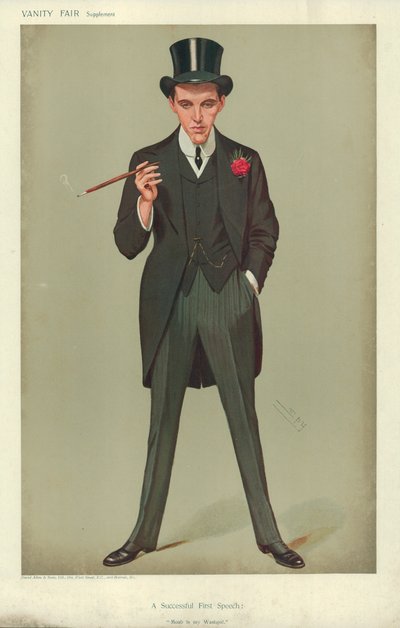 Mr F E Smith, A Successful First Speech, Moab is my Washpot, 16. januar 1907, Vanity Fair tegneserie af Leslie Matthew Ward