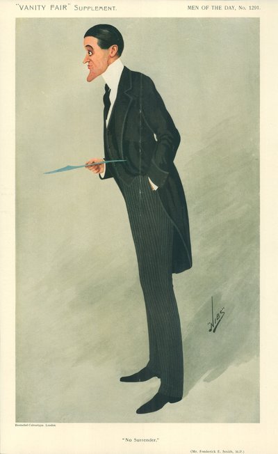 Mr. Frederick E Smith, No surrender, 16. januar 1907, Vanity Fair tegneserie af Leslie Matthew Ward