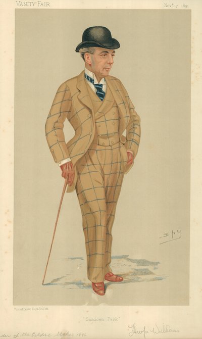 Mr Hwfa Williams, Sandown Park, 7. november 1891, Vanity Fair tegneserie af Leslie Matthew Ward
