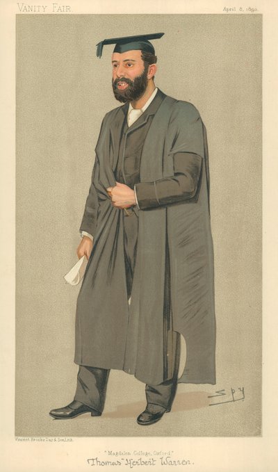Thomas Herbert Warren, præsident for Magdalen College Oxford, Magdalen College Oxford, 8. april 1893, Vanity Fair tegneserie af Leslie Matthew Ward