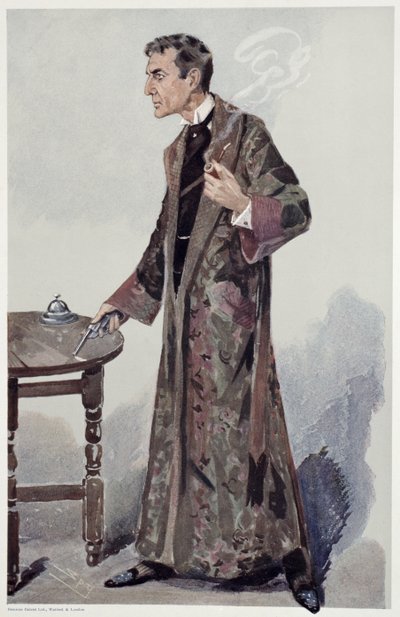 Sherlock Holmes, tegnefilm fra Vanity Fair af skuespilleren William Gillette, 1907 af Leslie Matthew Ward