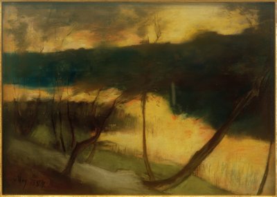 Flodlandskab - aftenstemning af Lesser Ury