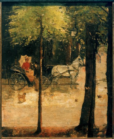 Forår i Tiergarten (dame i vognen) af Lesser Ury