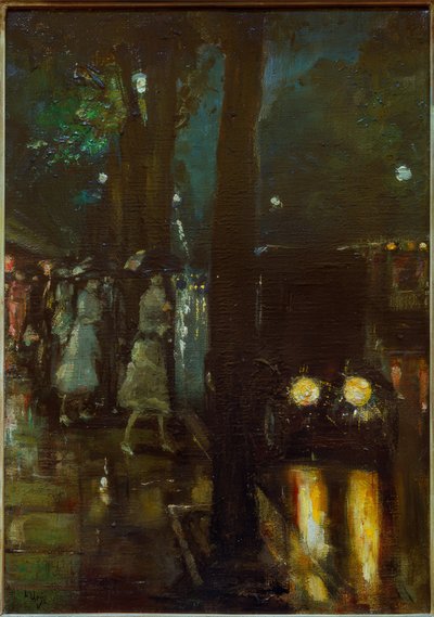 Natscene på Kurfürstendamm med udsigt mod .. af Lesser Ury