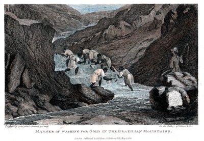 Måde at vaske for guld i de brasilianske bjerge, 1814 af Lester