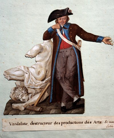 Fransk revolution: "" en hærværk, ødelægger af kunstværker"". Gouache des freres Lesueur (1700-tallet), Musee Carnavalet, Paris af Lesueur Brothers