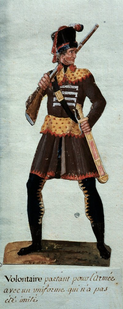 Den franske revolution "" frivillig afgang for hæren"" Gouache des freres Lesueur (1700-tallet) Paris, Musee Carnavalet af Lesueur Brothers