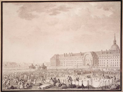 Fransk revolution: greb til våben ved Invalides den 14/07/1789. Litografi af brødrene Lesueur (1700-tallet) af Lesueur Brothers