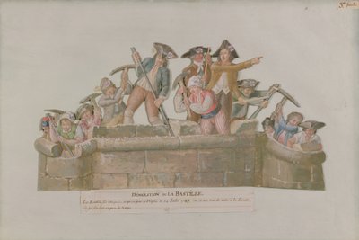 Nedrivningen af Bastillen, juli 1789 (gouache på karton) af Lesueur Brothers