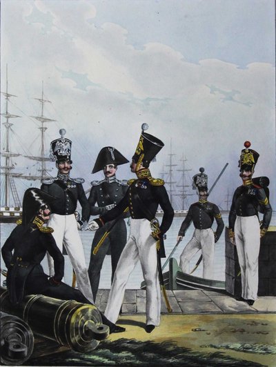 The Guards Équipage Artillery Company og Guards Cargo Company, 1829 af Lev Alexandrovich Belousov