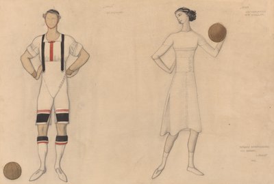 Kostumestudie til "Jeux" af Lev Samoilovich Bakst