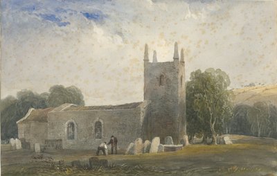 Butterton Church: akvarelmaleri, og [c 1830-1840] af Lewis John Wood