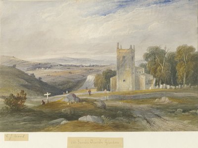 Grindon Church: akvarelmaleri, og [c 1830-1845] af Lewis John Wood
