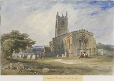 Mayfield Church: akvarelmaleri, og [c 1830-1840] af Lewis John Wood