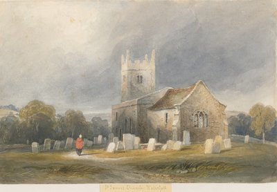 Waterfall Church: akvarelmaleri, og [c 1830-1840] af Lewis John Wood