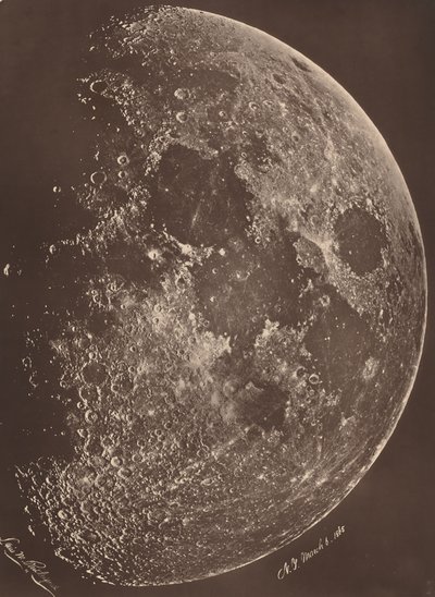 Fotografi af månen i dens 1. kvartal, 6. marts 1865. af Lewis Morris Rutherford