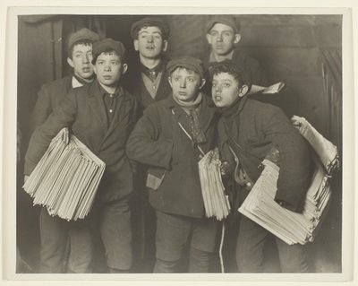 Newboys, Brooklyn Bridge af Lewis Wickes Hine