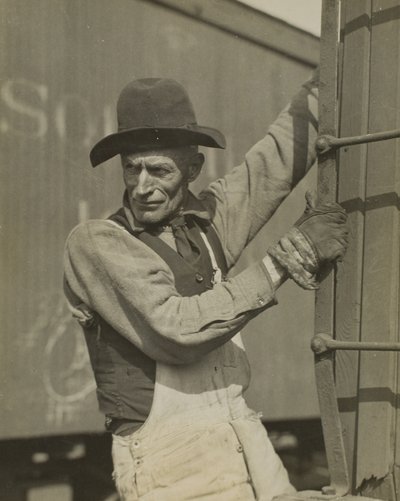 Gammeldags bremsemand på godstog af Lewis Wickes Hine