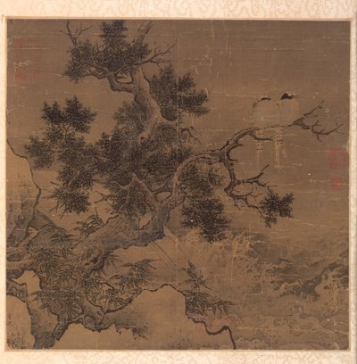 Fugle på et træ over en grå stær, 1127-1279. af Li Di