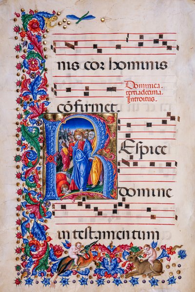 Piccolomini Bibliotek: korbog, torsk. 24,9, ff. 67v med "Healing of the Spedalske", af Liberale da Verona (ca. 1445 - 1527/9). af Liberale da Verona