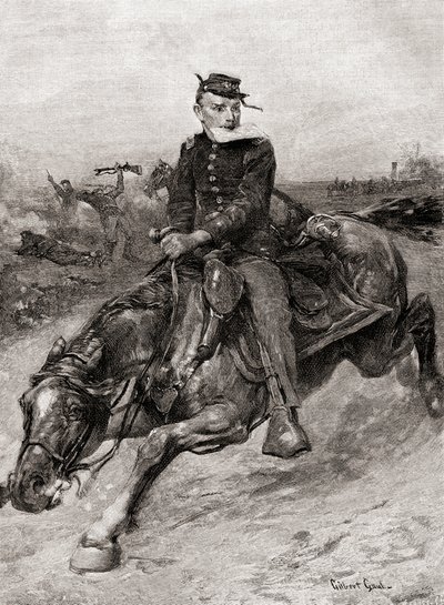 En udsendt rytter under den amerikanske borgerkrig, fra The Century Magazine, udgivet 1887 (gravering) af Unbekannt Unbekannt