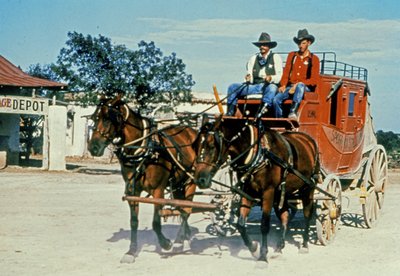 En restaureret diligence i Alamo Village, Brackettville, Texas (foto) af Unbekannt Unbekannt