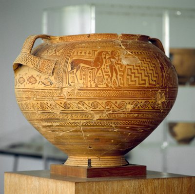 Argive krater med geometriske dekorationer, diameter 50 cm, græsk civilisation, 8. århundrede f.Kr. af Unbekannt Unbekannt