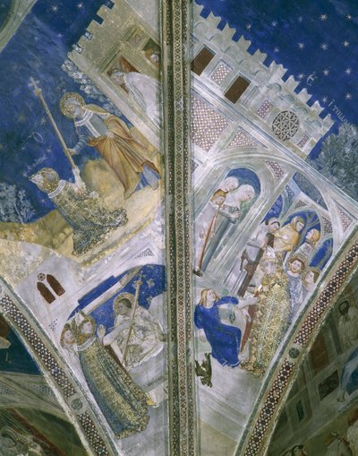 Detalje fra hvælving i St Martial kapel, pavepaladset i Avignon, med fresker af Unbekannt Unbekannt