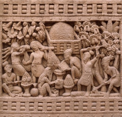 Detalje af østsiden af Stupa I i Sanchi (UNESCOs verdensarvsliste af Unbekannt Unbekannt
