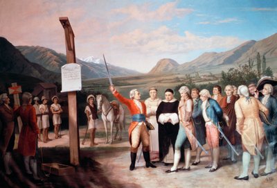 Grundlæggelse af byen Ibarrada af Cristobal de Troya i 1606, Ecuador af Unbekannt Unbekannt