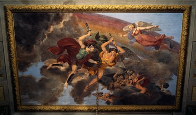 Fresco på loftet af soveværelset i Royal Apartment, Ducal Palace, Lucca, Toscana, Italien Detalje af Unbekannt Unbekannt