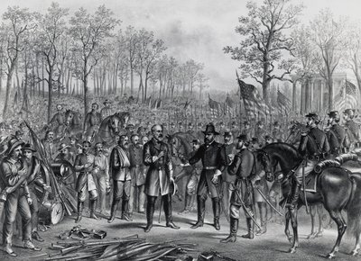 General Robert Lee overgiver sig til general Ulysses Grant ved Appomattox den 9. april af Unbekannt Unbekannt