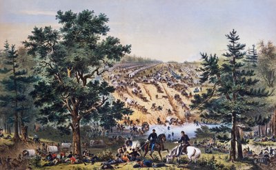George Brinton McClellans tilbagetog, Bear Creek vadested, Army of the Potomac, juli 1862, tegning af John Badger Bachelder, gravering af Bufford, Amerikansk borgerkrig, USA af Unbekannt Unbekannt