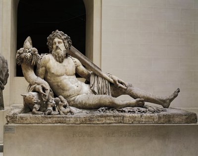 Marmorstatue, der repræsenterer Tiberfloden, Isis-templet og Serapis, fra Rom af Unbekannt Unbekannt
