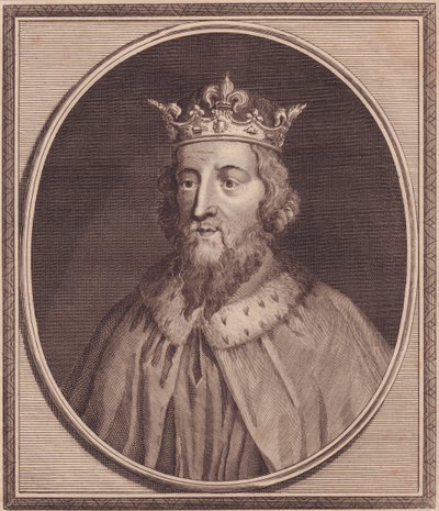 Portræt af Alfred den Store (849-889), konge af Wessex, Storbritannien, kobberstik af John Goldar (1729-1795) af Unbekannt Unbekannt