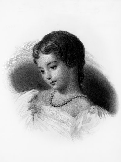 Portræt af Augusta Ada Byron, grevinde af Lovelace (1815-1852), engelsk matematiker og forfatter, hun betragtes som den første computerprogrammør, gravering af Unbekannt Unbekannt