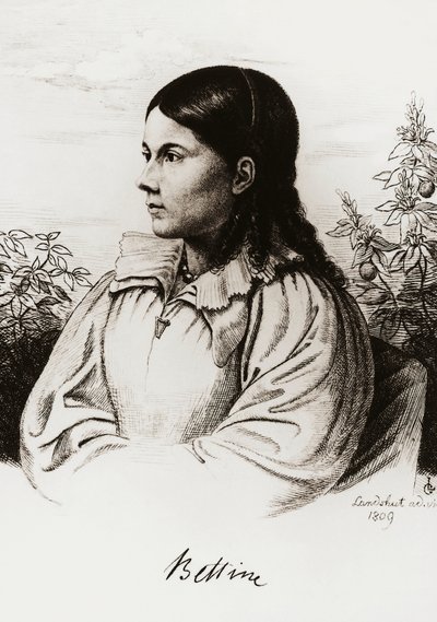 Portræt af Bettina Brentano von Arnim (1785-1859) af Unbekannt Unbekannt