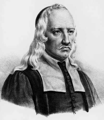 Portræt af Giovanni Alfonso Borelli (1608-1679), italiensk matematiker, astronom, filosof, fysiolog, gravering af Unbekannt Unbekannt