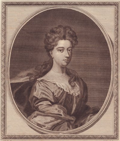 Portræt af Greville Doddington, hertuginde af Manchester (1672-1720), kobberstik af John Goldar (1729-1795) fra maleri af G Kneller af Unbekannt Unbekannt