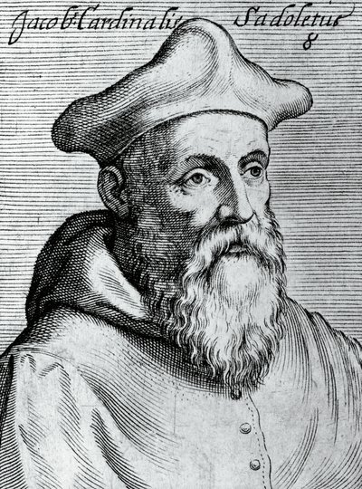 Portræt af Jacopo Sadoleto (1477-1547), italiensk humanist, katolsk biskop og kardinal, gravering fra ikoner af Illustrissimorum, omnique virtutis, et scientiarum laude praestantissimoru virorum icones, af Claudius Pernetus af Unbekannt Unbekannt