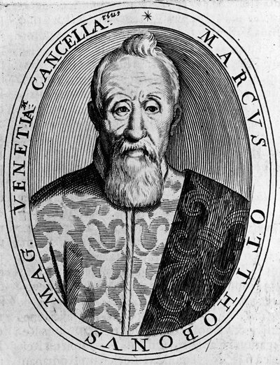 Portræt af Marco Ottoboni (1554-1649), storkansler i Venedig, gravering af Unbekannt Unbekannt