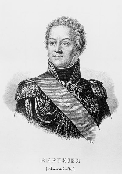 Portræt af prins Louis-Alexandre Berthier (1753-1815), fransk general, marskal af Frankrig og krigsminister fra det første franske imperium, gravering af Unbekannt Unbekannt