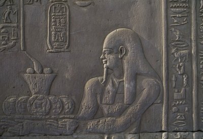 Relief, der forestiller en donor, Kom Ombo-templet, Egypten, egyptisk civilisation, ptolemæisk dynasti, 2.-1. århundrede f.Kr. af Unbekannt Unbekannt