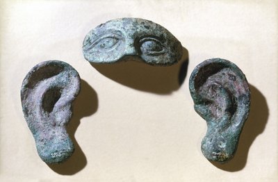 Romerske romerske votivøjne og ører, bronze, 200 f.Kr.-100 e.Kr af Unbekannt Unbekannt