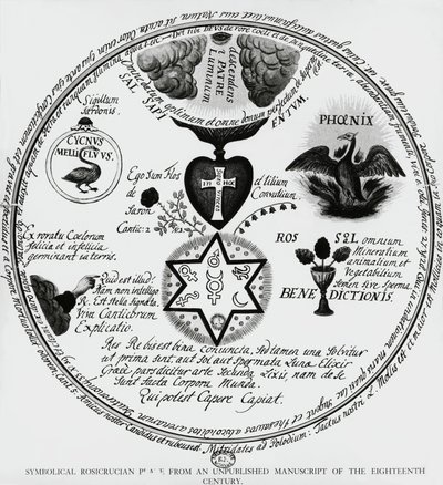 Symboler for rosenkreuzerne, tegning fra 1700-tallets manuskript, Frankrig af Unbekannt Unbekannt