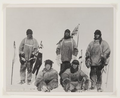 De fem på Sydpolen (bromidtryk) af Lieutenant Henry Robertson Bowers