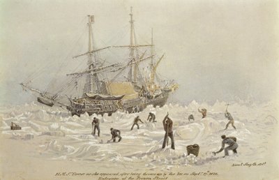Hændelser på en handelsrejse: HMS Terror, da hun dukkede op efter at være blevet kastet op af isen i Frozen Channel, 27. september 1836 af Lieutenant Smyth